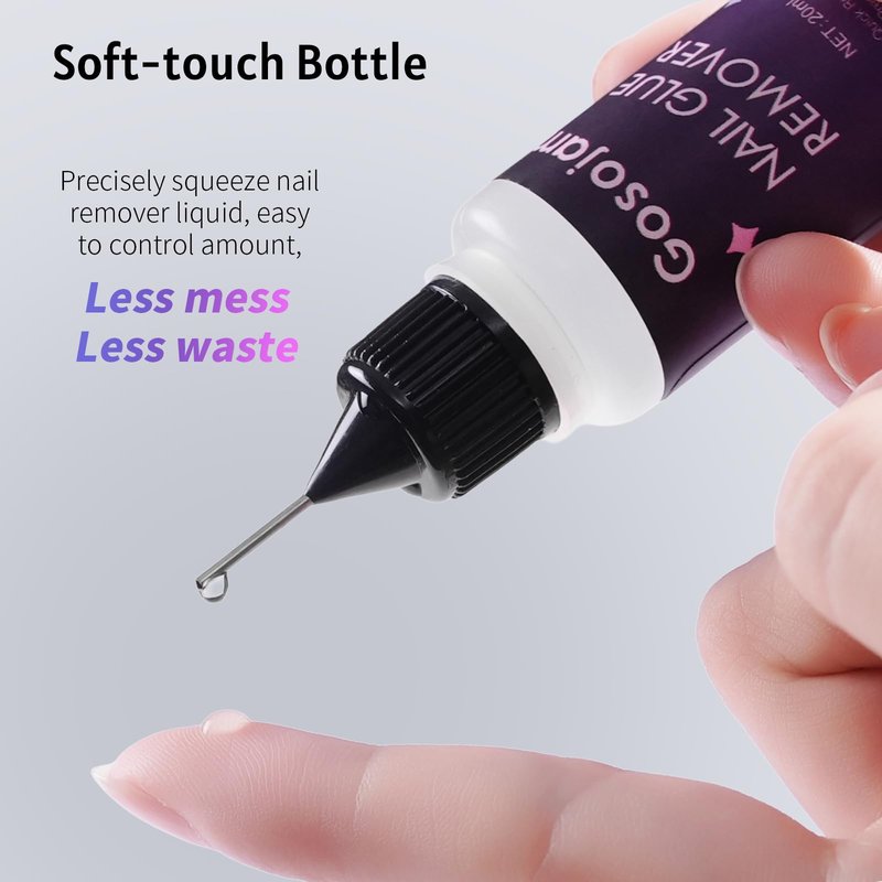 Gosojam Precision Nail Adhesive Remover, 20ml Non-Acetone Pinpoint Solution for Glue Residue Cleanup, Gentle Nail Remover for Press-On Nails & Tips