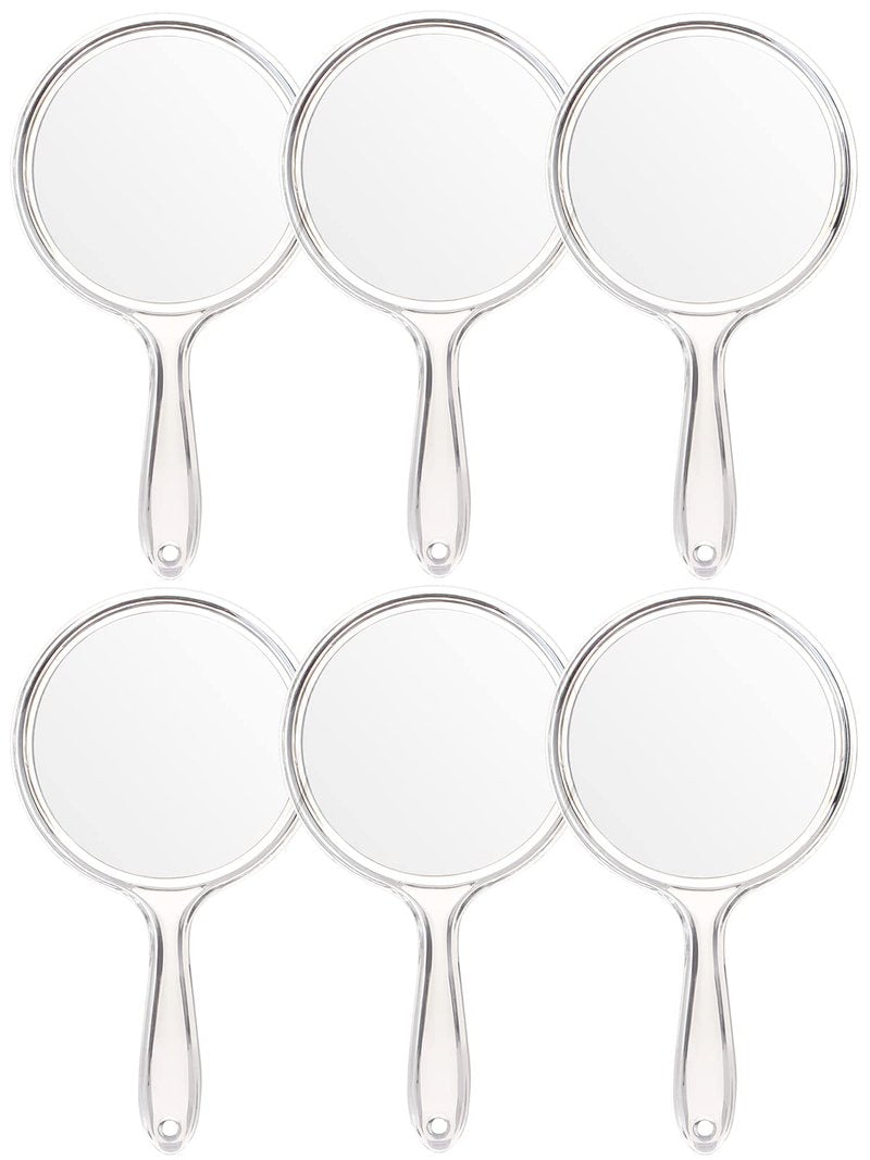 OMIRO Hand Mirror, Double-Sided Handheld Mirror 1X/3X Magnifying Mirror with Handle, Set of 6 (Clear)