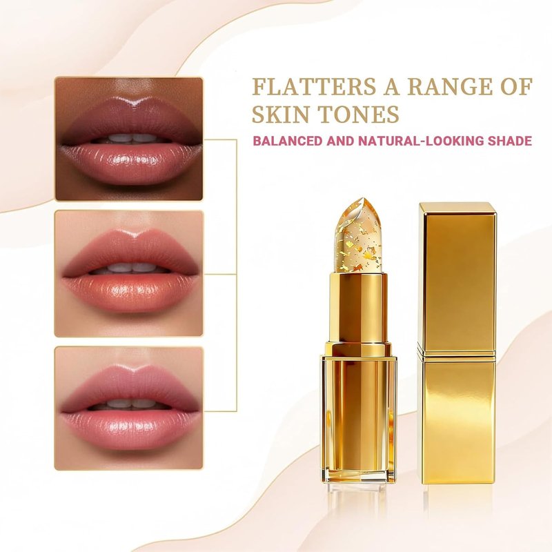 OMULIKJ Coello Lipstick - ﻿Ph Adjusting Lipsticks, Clear Lipstick That Changes Color, Gold Foil Transferproof Long Lasting Retractable Moisturizing Jelly Lip Stick With Glossy Shine For Women (1Pcs)