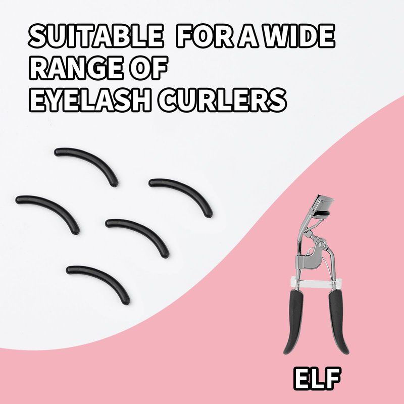 48PCS Eyelash Curler Refill Pads Compatible with Elf Eye Lash and Cosmetic Accessory, Silicone Soft Rubber Curler for Universal Eyelash Curler, Black