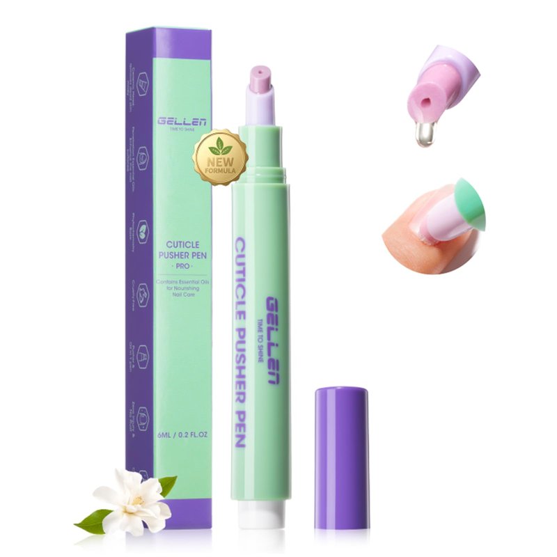 Gellen 6ml Ceramic Cuticle Oil Pusher Pen, Cuticle Remover & Cuticle Oil Pen, Nail Care Pen for Hangnails & Damaged Nails, Gentle Cuticle Pusher Tool for Beginners, Jasmine Scent