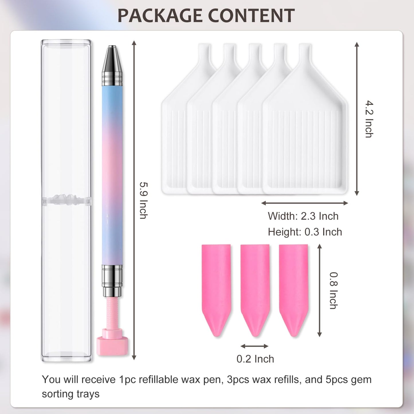 SUTOKAKA Rhinestone Picker Tool Kit for Diamond Painting Art, Refillable Wax Pen, 3Pcs Wax Refills with 5Pcs Gem Beads Rhinestone Trays Pick up Bedazzling Tools for DIY Craft