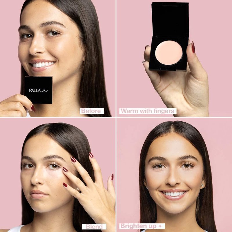 Palladio Under Eye Brightener - Conceal Dark Circles & Brighten Tired Skin | Light to Medium (Soft Pink)