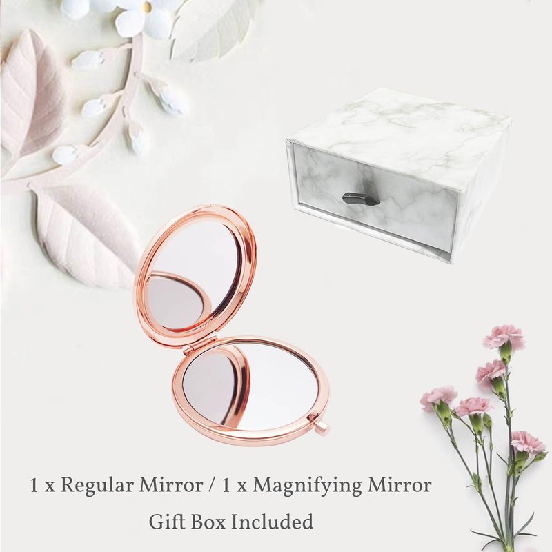 boutikpro Personalized Gift Initial Compact Mirror w Box for Women Sister Daughter Mom Wife, Floral Monogram Alphabet Silver Small Mirror Ideal Gift on Birthday, Christmas, Graduation (M, Silver)