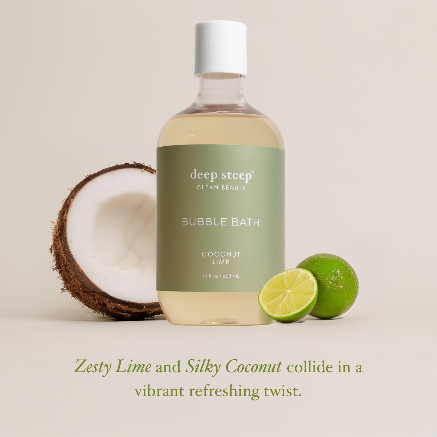Deep Steep Bubble Bath, Coconut Lime 17 oz (Pack of 2) – Hypoallergenic, Clinically Tested Soothing Soak with Shea Butter & Argan Oil – Sulfate-Free