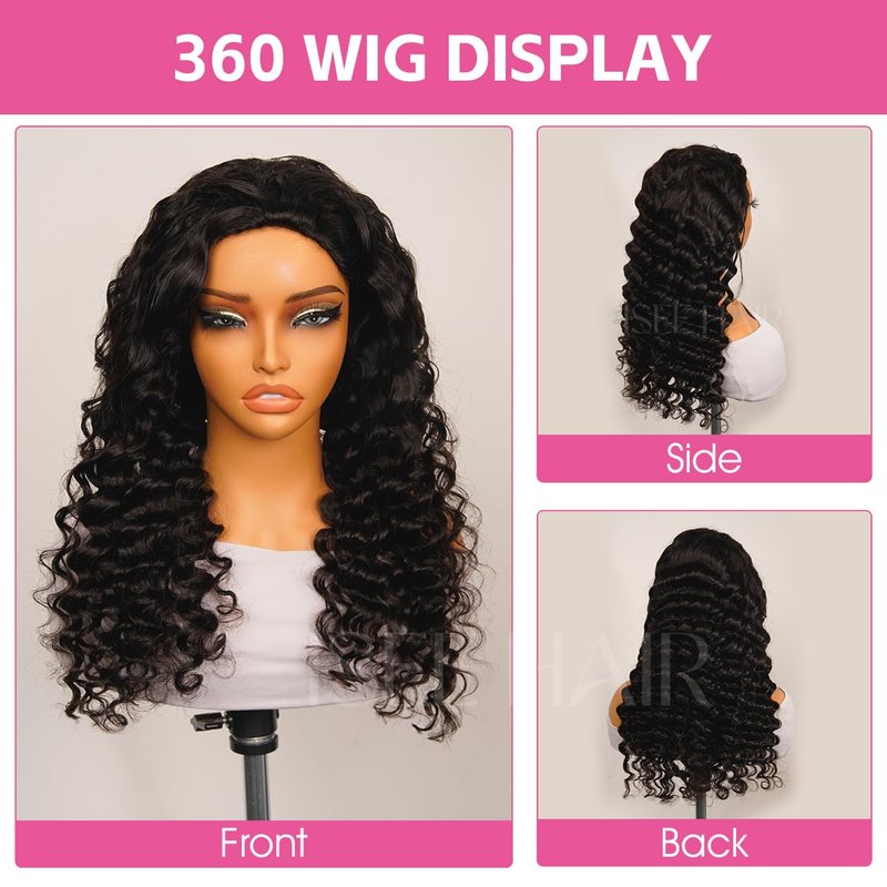 ISEE Half Wig - Human Hair Loose Deep Wave | 180% Density, Beginner-Friendly, 26 Inch