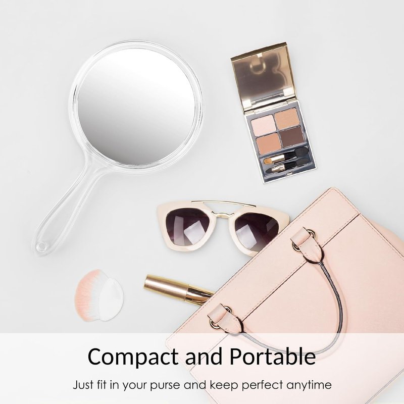 Handheld Mirror - Large Double-Sided Magnifying Makeup Mirror | 5.4" W x 10.4" L, Acrylic, Rounded Shape