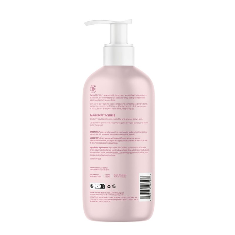ATTITUDE Baby 2-in-1 Shampoo and Body Wash, EWG Verified, Dermatologically Tested, Vegan, Unscented, 16 Fl Oz (Pack of 3)