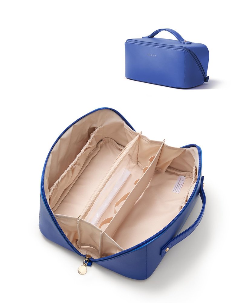 EACHY Travel Makeup Bag, Cosmetic Bag for Women, Waterproof Toiletry Bag with Handle, Large Capacity Makeup Organizer with Brush Compartment for Vacation & Everyday Use