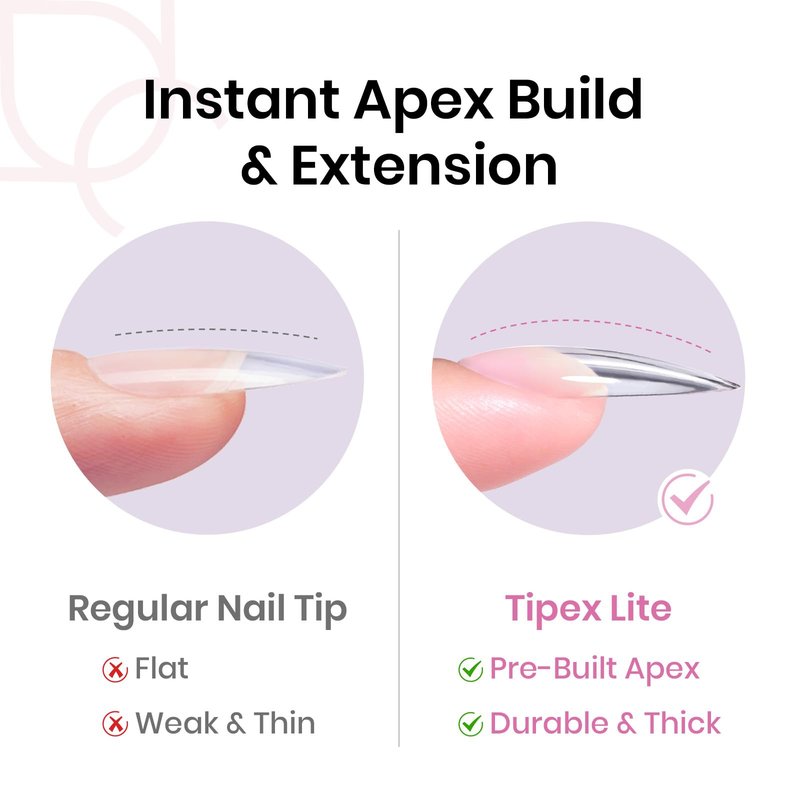 Beetles Tipex Lite Pre-Built Apex Gel Nail Tips, Stiletto Medium, 256pcs Value Pack, 16 Sizes, Flat-Nail Friendly Acrylic Tips for Natural Nail Beds, Easy for Beginner DIY