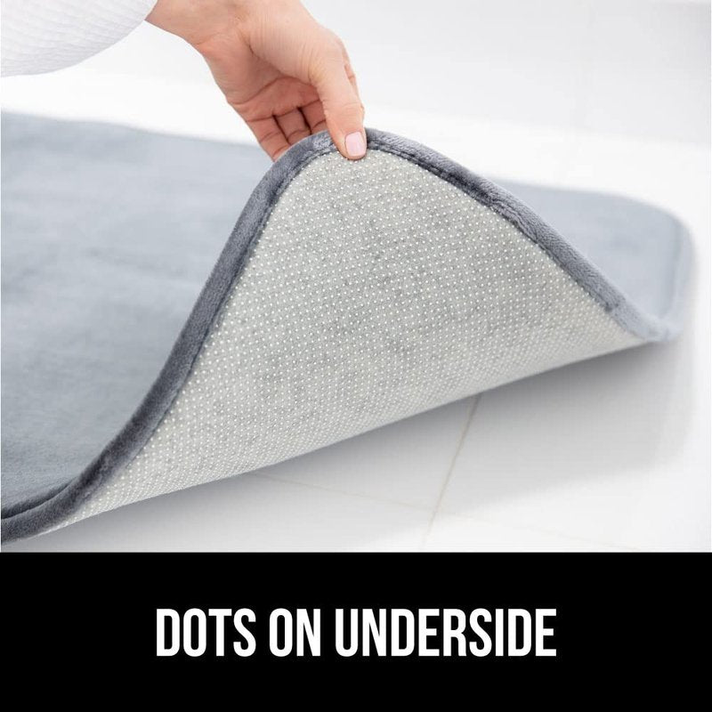 GORILLA GRIP® Memory Foam Bath Rugs, Soft Absorbent Velvet Bathroom Mats, Durable Dots on Underside, Machine Washable Bathmat, Carpet Rug Room Decor for Shower Floor, 24x17 Mat, Graphite Gray