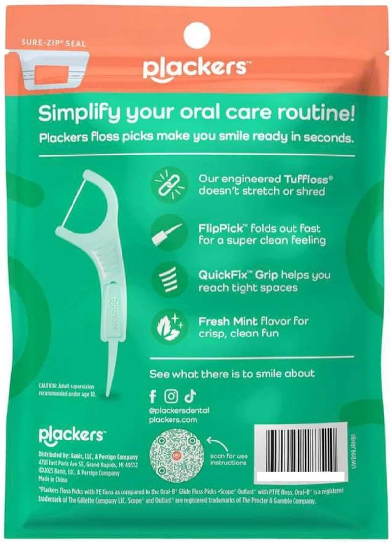 Plackers Micro Dental Flossers - Mint Flavor, Convenient Pack of 36 | Total 270 Count