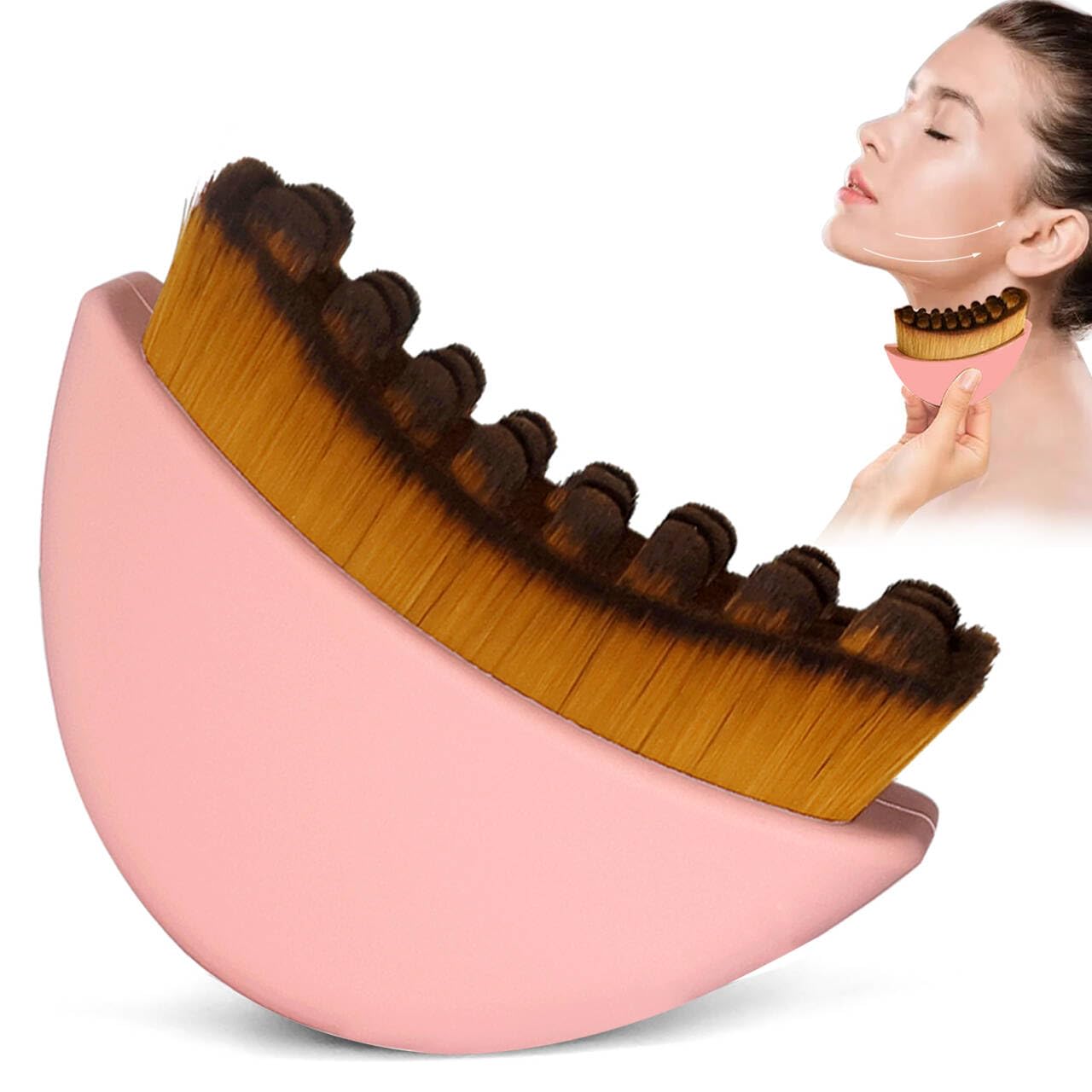 Silicone Fully Covered Upgrade Lymphatic Contour Face Brush, Lymphatic Drainage Massager for Face,Ergonomically Designed to Fit the Skin Precisely. (Pink)