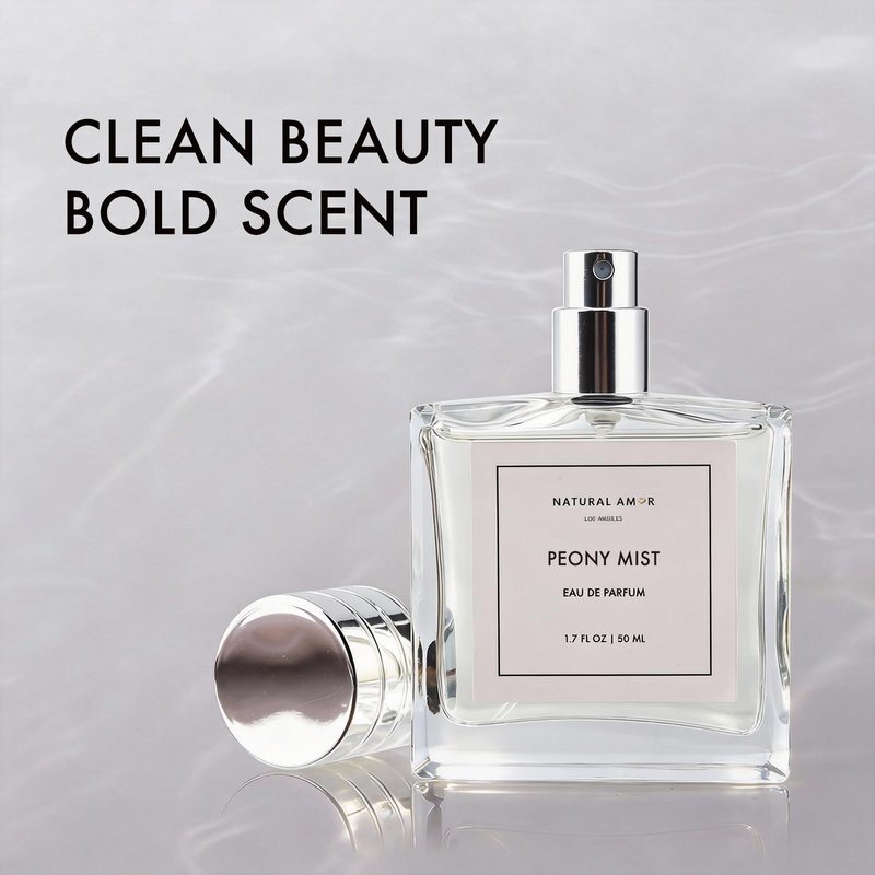 NATURAL AMOR LOS ANGELES Peony Mist Eau de Parfum – Soft Peony & Rose Floral Scent with Clean Musk, Elegant Feminine Perfume 1.7oz