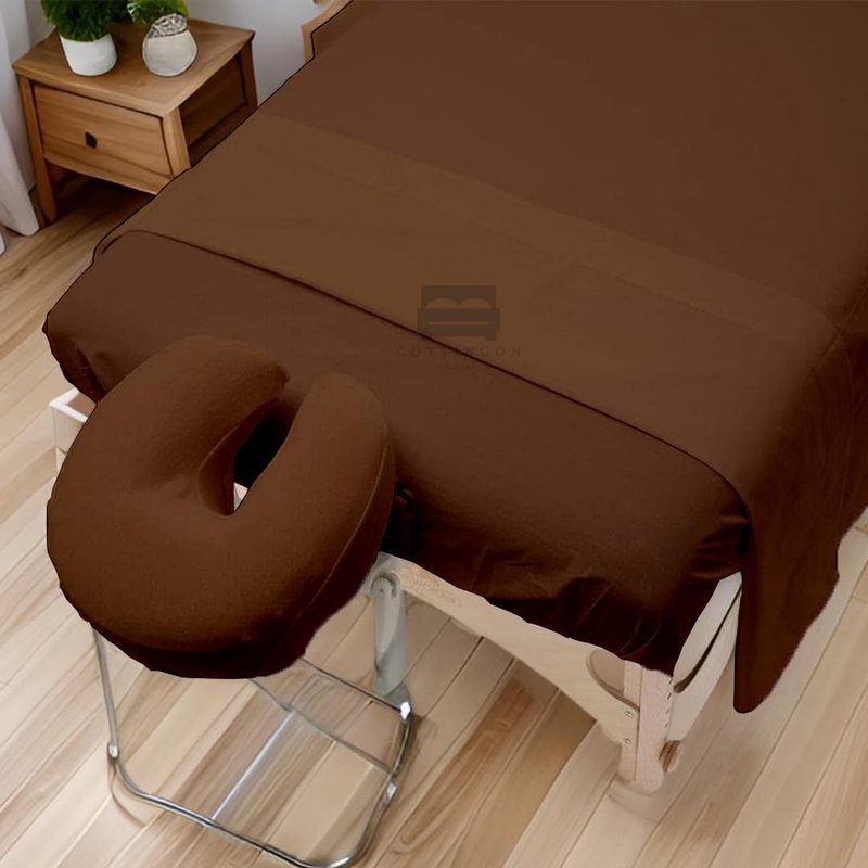 Cottingon 3 Piece Massage Table Sheet Set - 100% Brushed Microfiber, Fits 36" x 77" | Chocolate Color