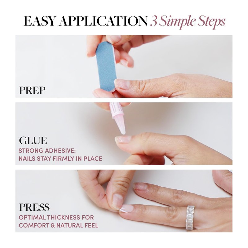 Glamnetic x GLAMZILLA Press On Nails - GIVE 'EM GRACE | Short Almond Fake French Tip Nails with Gold Glaze, Salon Quality, Everyday| 15 Sizes - 30 Nail Kit with Glue