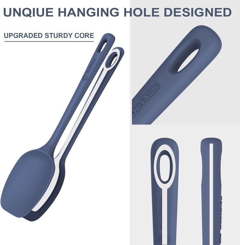 ChefAide Silicone Spatula Set - 5 Pieces, Ergonomic Grip, Heat Resistant Up to 600°F for Nonstick Cookware