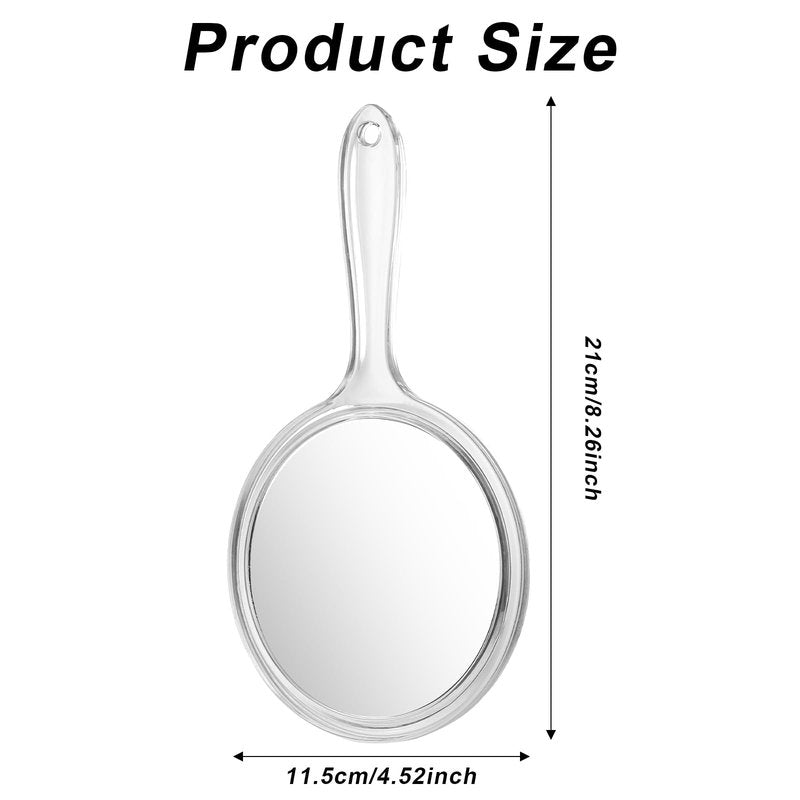 Dimeho Handheld Mirror 4.5 Inch Double-Sided Hangable Hand Mirror Acrylic Round 1X/2X Magnifying Mirrors with Handle Hand Held Wall Mount for Makeup Salon Home Barber Shaving Travel Women Men