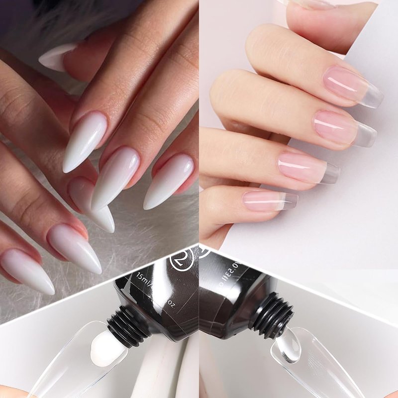 Fcozpjk 12 Colors Poly Gel Kit, Clear White Nude Pink Shiny Glitter Builder Gel Set, Quick Nail Extension, Professional Salon Supplies