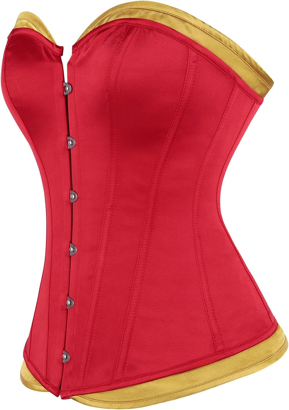 Zhitunemi Red Corset Top - Satin Overbust Shapewear for Women | Perfect for Theme Parties & Photoshoots