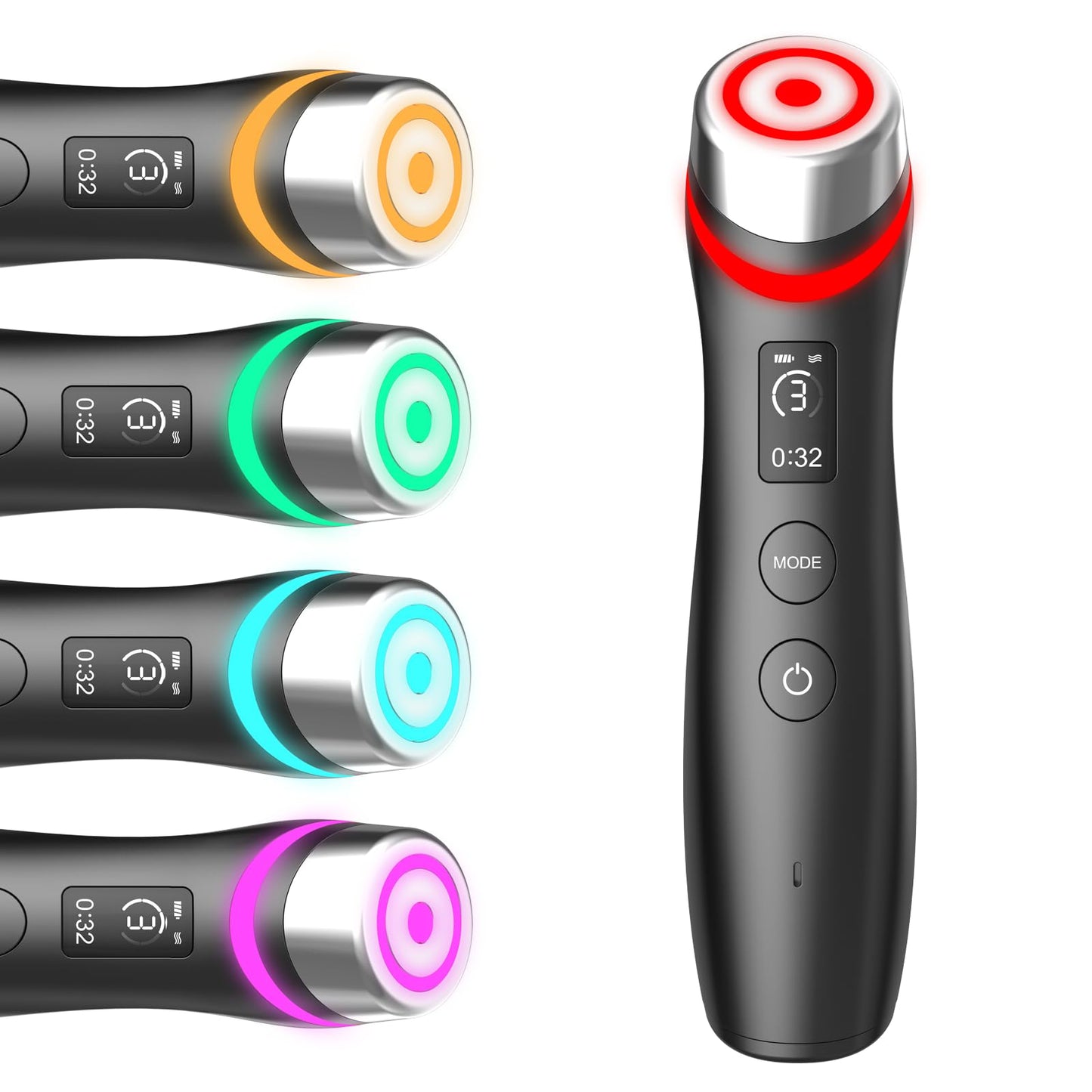 Skin Care 6-in-1 LED Facial Device for Glass Skin | At-Home Anti-Aging Therapy for Wrinkle Reduction, Firming & Deep Hydration | No Gel Needed, Enhances Serum Absorption