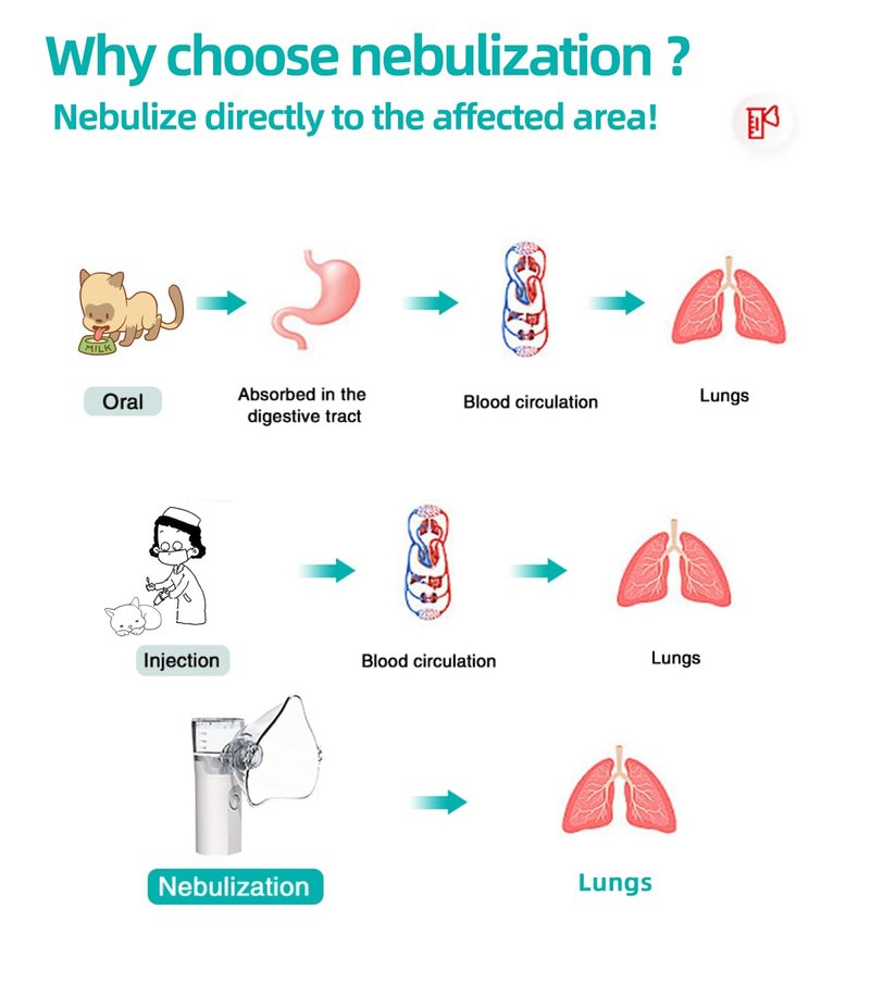 Portable Pet Nebulizer for Cats & Dogs - Handheld Cool Mist Steam Inhaler for Breathing Problems - USB Rechargeable for Home, Travel & Car Use - Veterinary Respiratory Relief Device