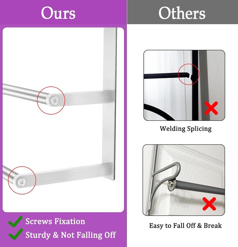 Over The Door Towel Rack - 16-Inch Stainless Steel Towel Holder | 3-Tier Brushed Nickel Design for Bathroom Storage