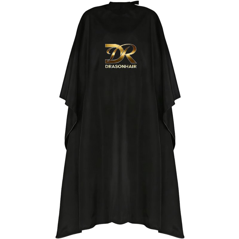 DR DRASONHAIR Barber Cape Waterproof Hair Sticking Resistant, Unisex Professional Hair Cutting Cape for Men Women (Black, 66" X 55")