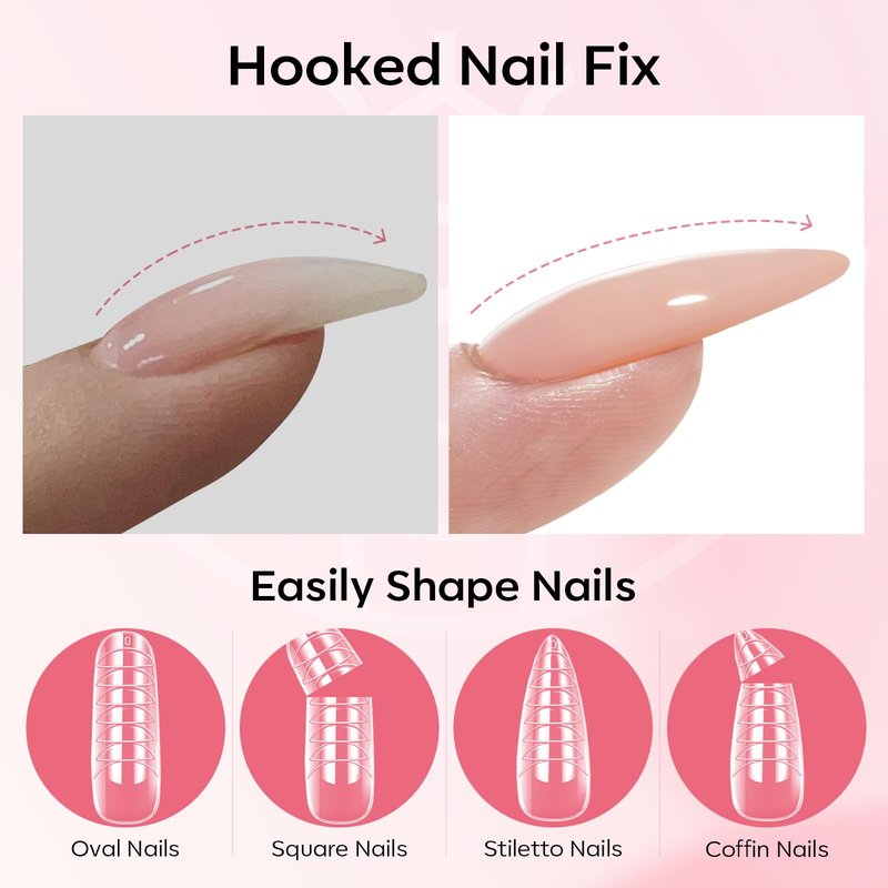 Modelones Poly Gel Nail Kit 3 Colors Clear White Apricot with Slip Solution Dual Nail Forms Top Base Coat Extension Builder Gel Polygel Toenail Kit DIY Nail Art Salon Use