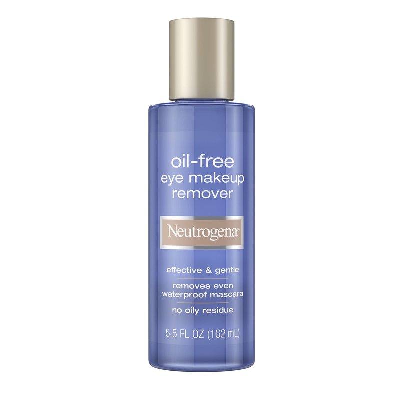 Neutrogena Oil-Free Liquid Eye Makeup Remover, Residue-Free, Non-Greasy, Gentle & Skin-Soothing Makeup Remover Solution with Aloe & Cucumber Extract for Waterproof Mascara, 5.5 fl. Oz (Pack of 4)