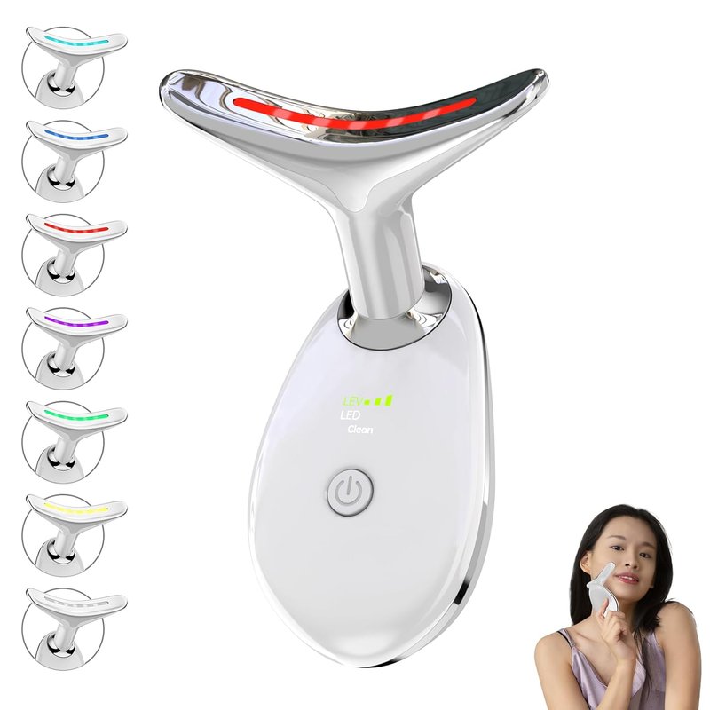 Red Light Therapy Device - LED Face Massager for Skin Rejuvenation | White, 7 Light Settings