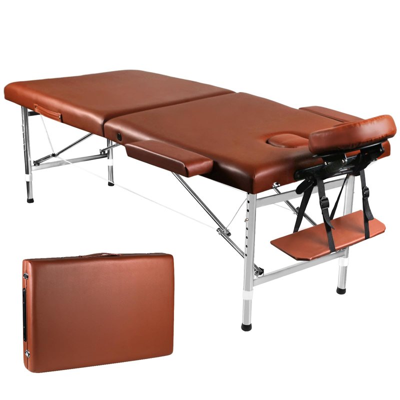 cozypony Massage Table Portable Height Adjustable Massage Bed Lightweight Foldable Spa Lash Tattoo Esthetician Bed 24" Wide Aluminum 2 Fold with Carrying Case (Pink)