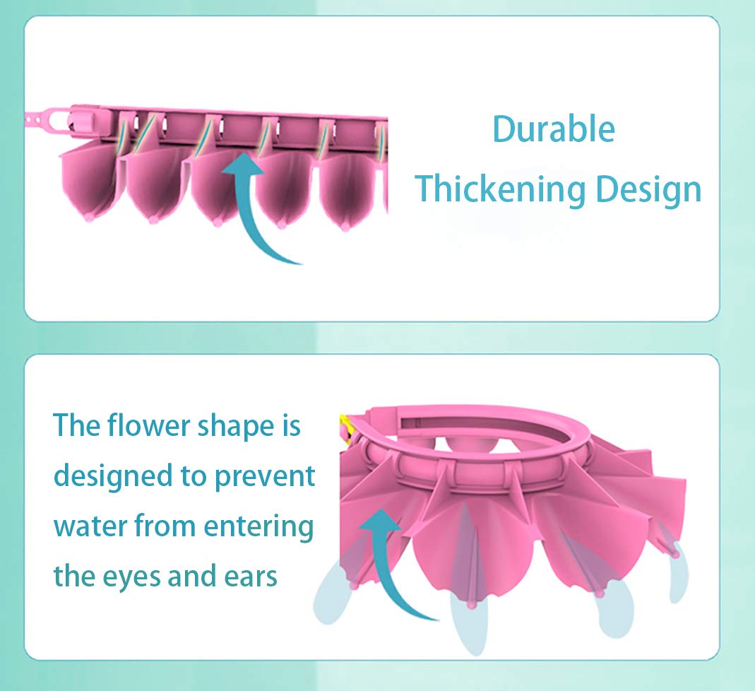 Baby Shower Cap Silicone Bathing Hat, Adjustable Shower Cap Kids, Infants Soft Protection Hat Safety Visor Cap Hat for Toddler Children 1-12 Years old/16.5-22.8 Inches