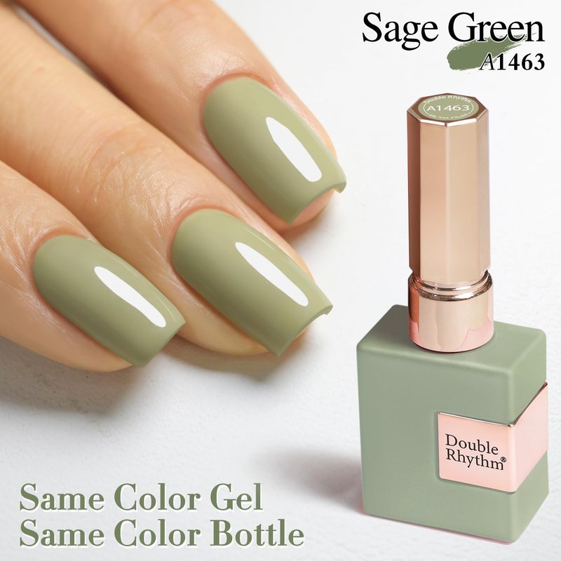 Double Rhythm 15ML Gel Polish Pure Sheer Same Color Same Bottle Soak Off Gel Polish Art Manicure Salon DIY at Home for Women (Sage Green-A1463)
