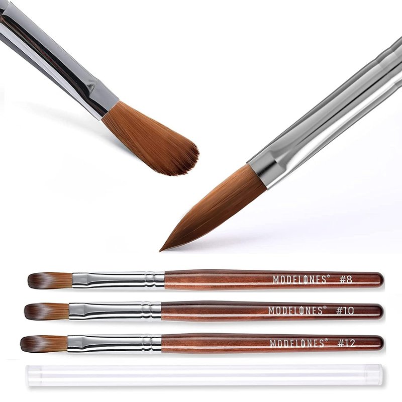 Modelones Kolinsky Acrylic Nail Brush Set - Round Brushes for Acrylic Powder & Gel Polish | Sizes 8, 10, 12