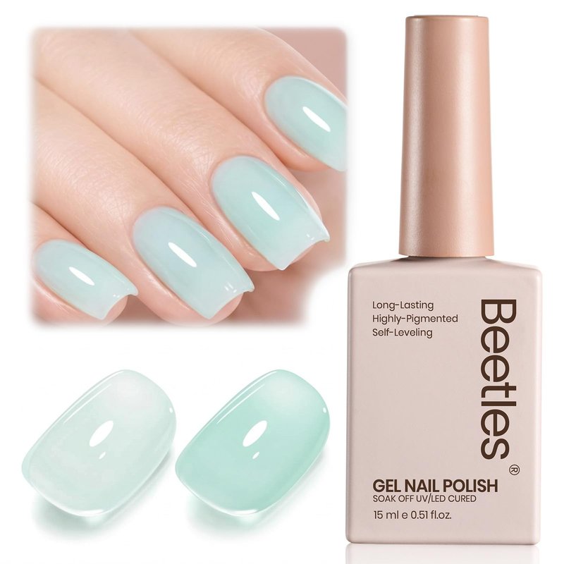 Beetles Mint Green Gel Nail Polish - 15ML Mint Mambo Summer Jelly Gel Nail Polish Sheer Translucent Effect Soak Off UV Nail Art Salon Home DIY Manicure Gift for Women