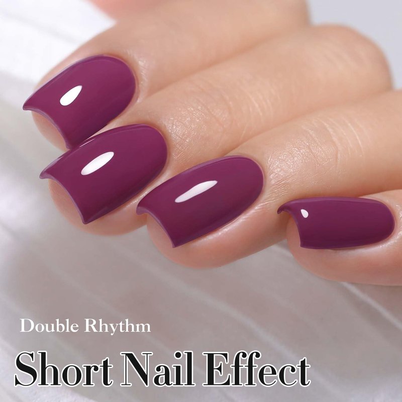 Double Rhythm Gel Polish - Pure Sheer Soak Off Nail Polish for DIY Manicure | 0.5oz (Purple-A1009)