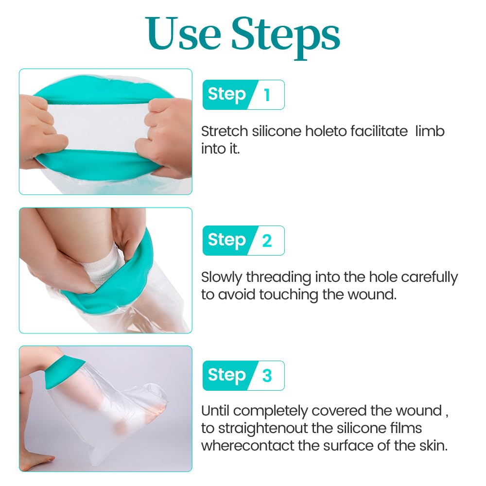CIVJET Cast Covers for Shower Leg, Waterproof Cast Cover for Showering, Cast Protector for Shower Leg Adult, Shower Boots for Foot after Surgery, Ankle, Foot (Diameter - 7.9")