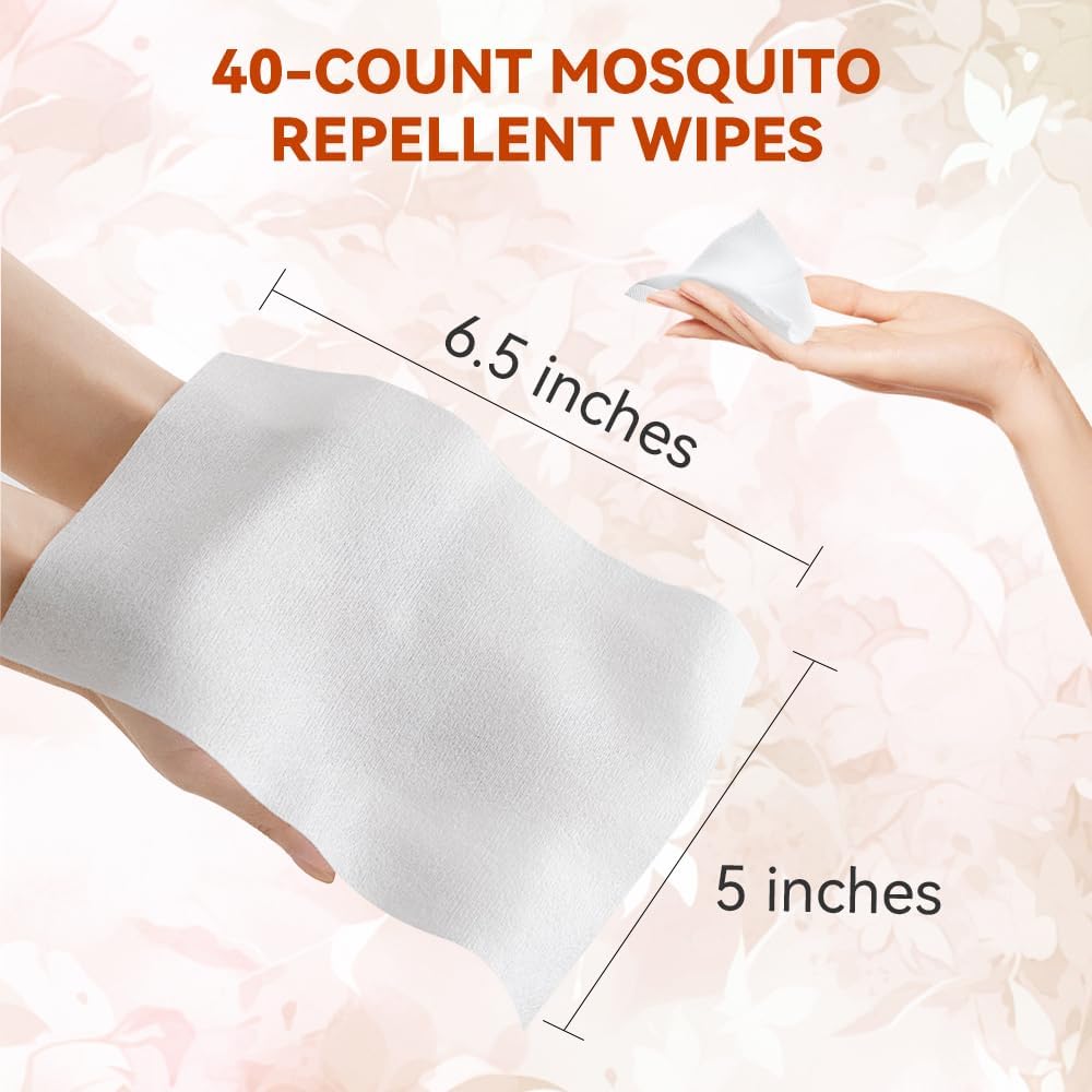 Skiennix Mosquito Repellent Wipes - 40 PCS Natural Plant-Based Essential Oil Formula | Safe & Effective Outdoor Protection