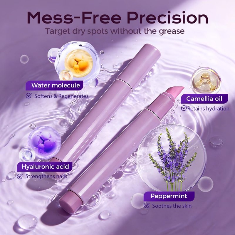 Cuticle Treatment Pen - 3-in-1 Nail Care for Hangnails & Damaged Cuticles | Ceramic Tip, Purple