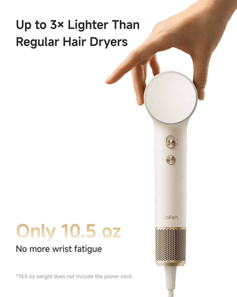 Laifen MINI Hair Dryer, Lightweight and Compact High Speed 200M Ionic Blow Dryer with 110, 000 RPM Powerful Motor for Fast Drying, Low Noise, Hairdryer with Magnetic Nozzle, Child Mode, HD310