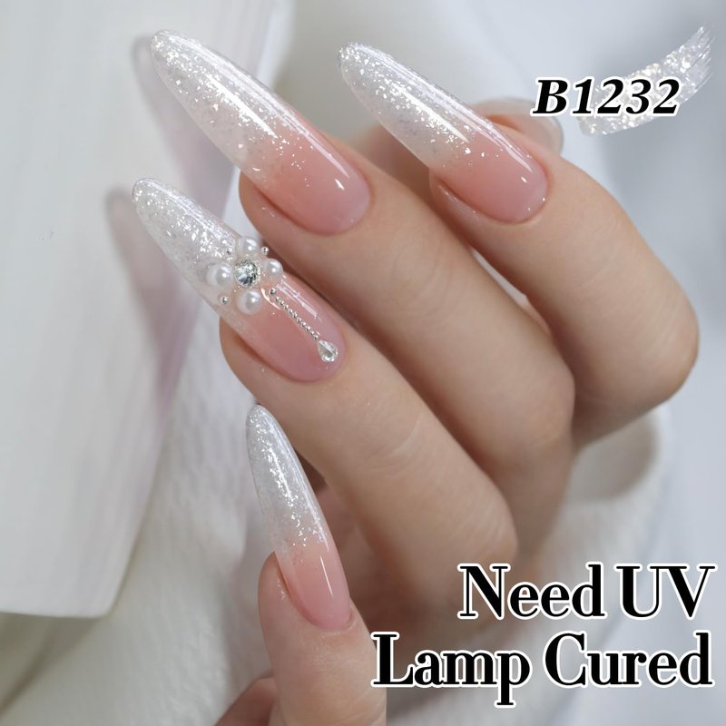 Double Rhythm 15ML Gel Nail Polish Pure Sheer Same Color Same Bottle Soak Off Gel Polish Art Manicure Salon DIY at Home for Women (White Flake Glitter-B1232)