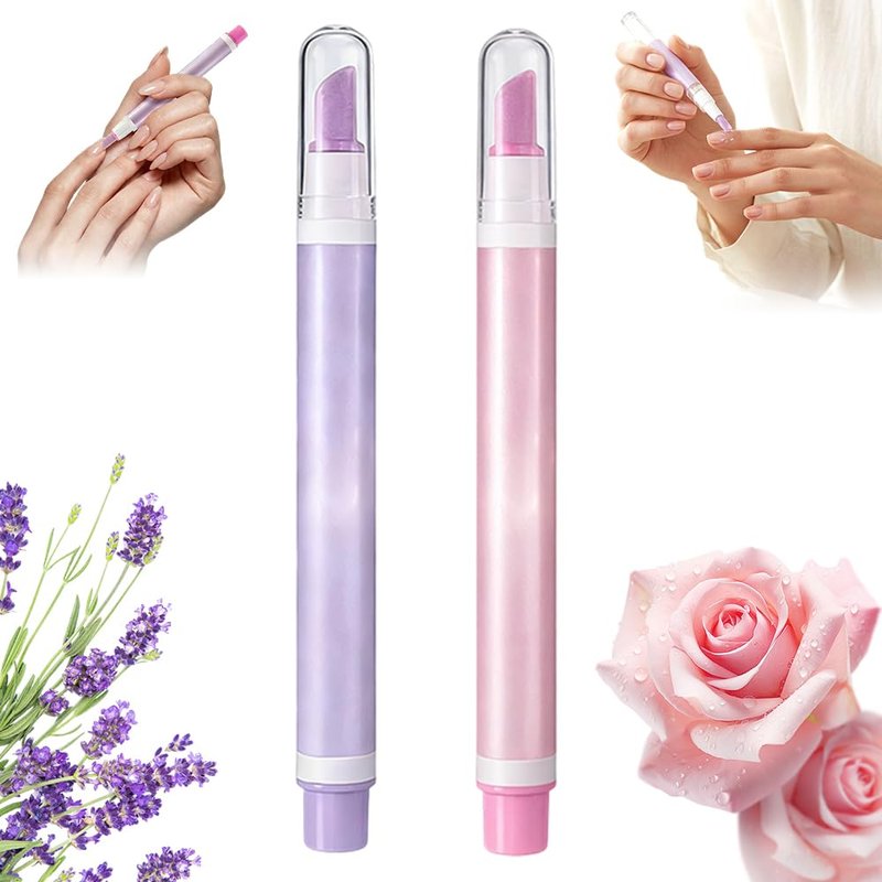cyaneagle 2-in-1 Cuticle Oil Pusher Pen, 2026 New Ceramic Cuticle Tool, Portable Lavender Scented Cuticle Pen for Manicure, Hydrating Nail Care Pen for Salon, Nail Repair Pen for Women (Purple+Pink)
