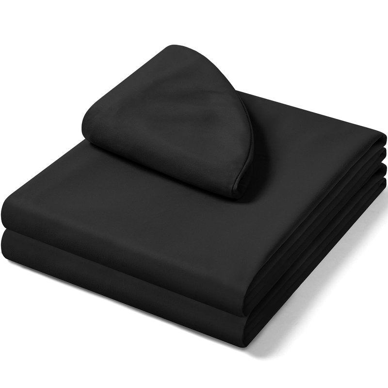 Comfyanno Massage Table Sheets Sets, 3 Pcs Professional Microfiber Spa Therapy Bed Sheets Cover, Soft, Light-Weight, Stain & Wrinkle Resistant, Includes Flat & Fitted Sheet, Face Cradle Cover - Black