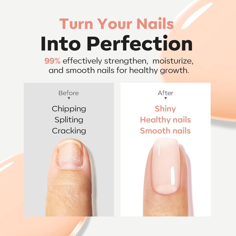Modelones Nail Strengthener - Extra Strong Growth Jelly in Nude Pink | 15ml Nail Hardener for Healthy Nails