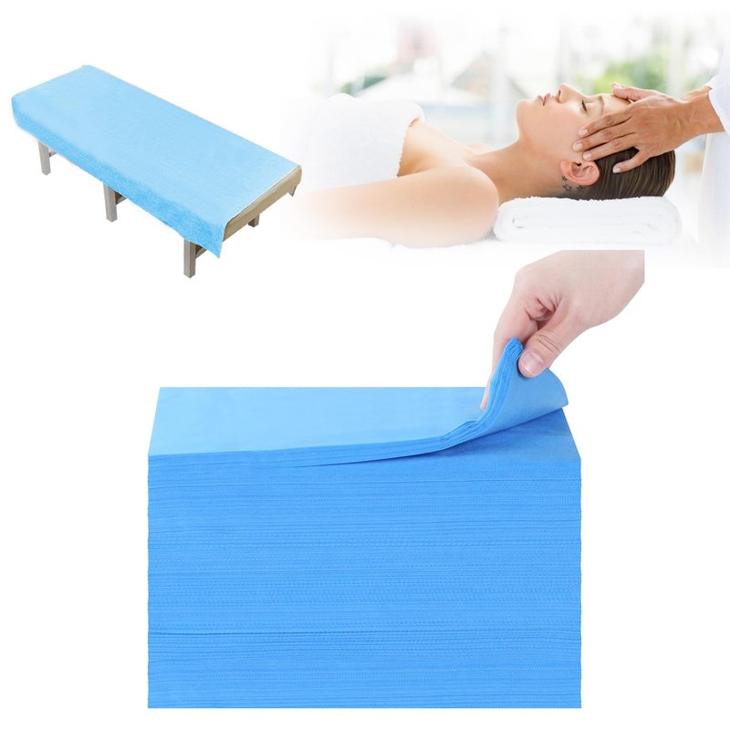 100Pcs Massage Table Cover 31''x71'' Waterproof Disposable Bed Sheets, Non-Woven Fabric Massage Table Sheets, Breathable Protector Bed Cover for Massage Therapy Tattoo Beauty Salon Hotels (Blue)