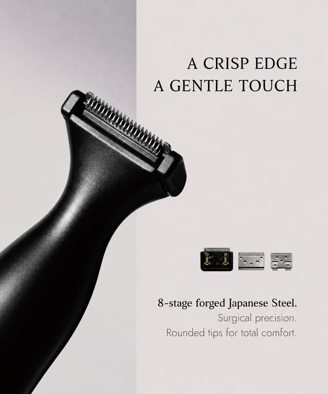 URBANER Mustache Trimmer – 0.8" Wide Blade, Waterproof & Adjustable, 0.08”-0.55” Precision Settings, Lightweight Grooming Clipper with Japanese Steel Blade for Travel Use (Black and Gray)