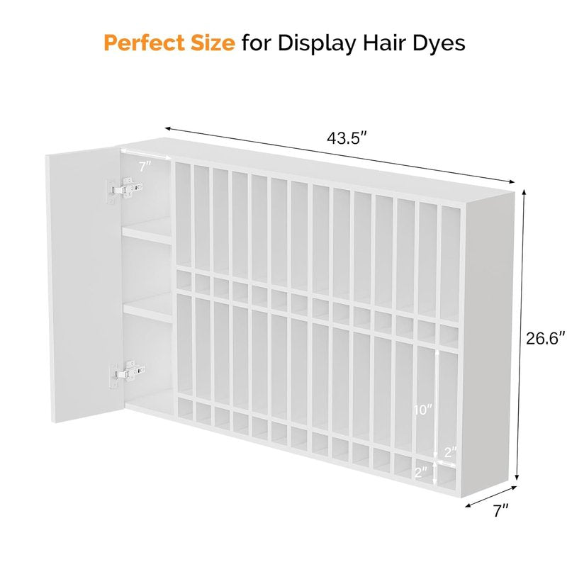 OmySalon Wall Mounted Salon Station - Hair Color Rack Organizer with Adjustable Shelves | White