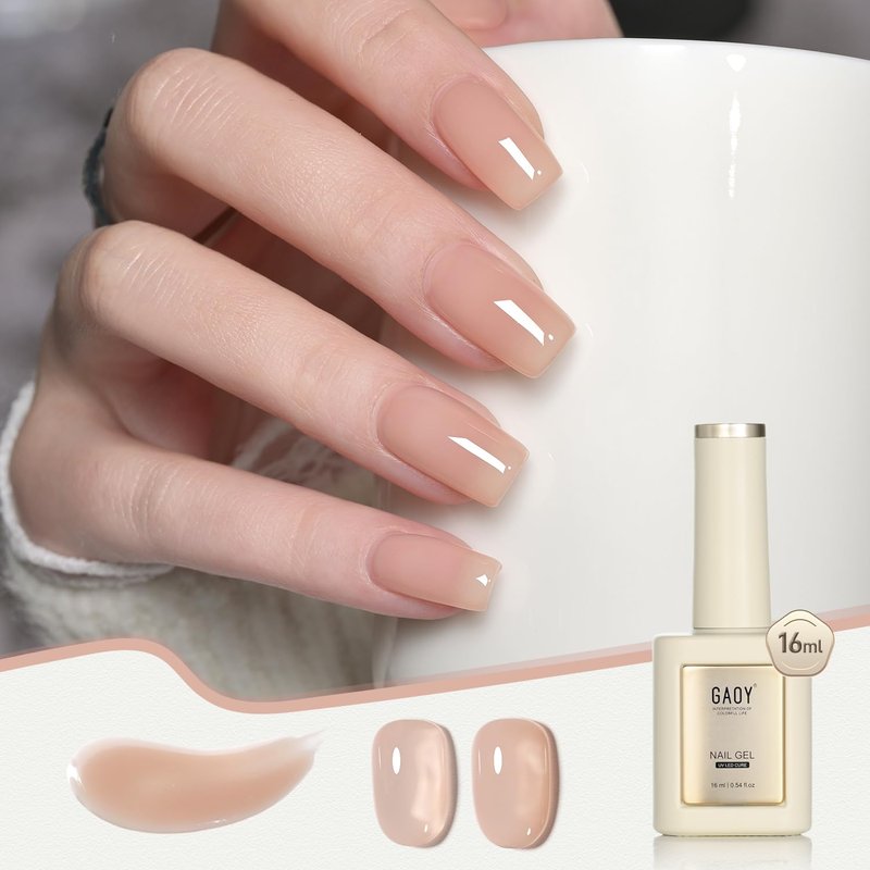 GAOY Nude Jelly Gel Nail Polish, 16ml Sheer Translucent Netural Soak Off Gel Polish, UV Light Cure for Nail Art DIY at Home, 2983 Pink Ripples