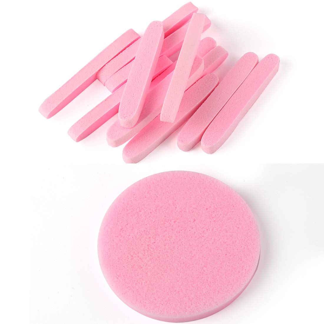 Tegelrying Facial Sponge Compressed,60 Pcs PVA Professional Makeup Removal Wash Round Face Sponges Spa Pads Exfoliating Cleansing for Women,Pink